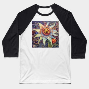 Folk Art Single White and Orange Passion Flower Bloom Baseball T-Shirt